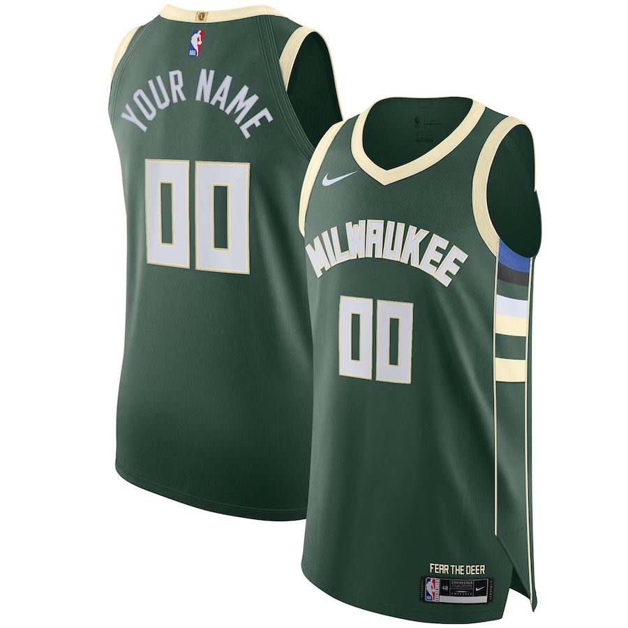 Men Milwaukee Bucks Nike Green Authentic Custom NBA Jersey